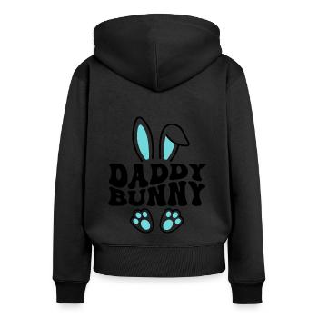 Daddy Bunny - Frauen Premium Bio Zip Hoodie - Schwarz - Hinten - Julia (174cm)