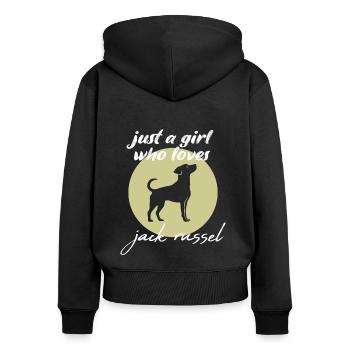 just a girl who loves dogs jack russel terrier - Women's Premium Organic Zip Hoodie - black - Back - Julia (174cm)