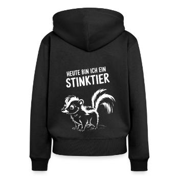 Stinktier Kostüm Tier lustig Karneval Fasching - Frauen Premium Bio Zip Hoodie - Schwarz - Hinten - Julia (174cm)