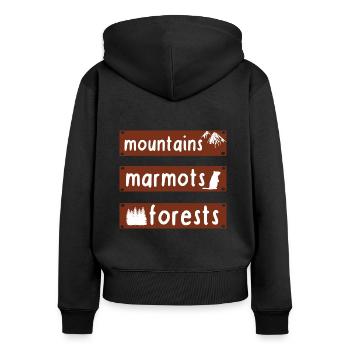 Alpes montagnes Marmotte forêt nature photo dormir - Sweat à capuche zippé Premium bio Femme - noir - Dos - Julia (174cm)