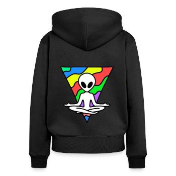 Außerirdischer - Frauen Premium Bio Zip Hoodie - Schwarz - Hinten - Julia (174cm)