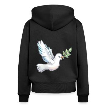 Dove of Peace Peace Freedom Never Again War - Women's Premium Organic Zip Hoodie - black - Back - Julia (174cm)
