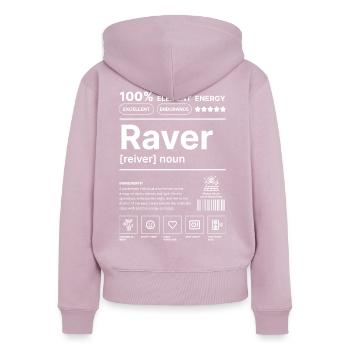 Raver-Lebensstil Weiß - Frauen Premium Bio Zip Hoodie - Altrosa - Hinten - Julia (174cm)