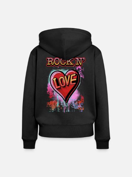 Rock'n Love - Frauen Premium Bio Zip Hoodie - Schwarz