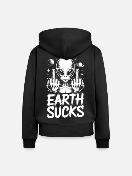 Alien Stinkefinger - Frauen Premium Bio Zip Hoodie - Schwarz