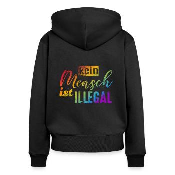 Personne n’est illégal - FCK NZS - Sweat à capuche zippé Premium bio Femme - noir - Dos - Julia (174cm)