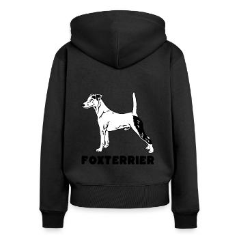 Fox Terrier debout avec du texte - Sweat à capuche zippé Premium bio Femme - noir - Dos - Julia (174cm)