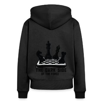 Lusitger Schachspieler Spruch I Schach - Frauen Premium Bio Zip Hoodie - Schwarz - Hinten - Julia (174cm)