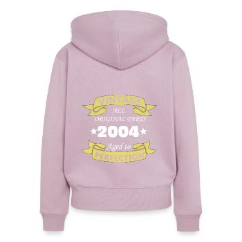Jahrgang 2004 20 Jahre zur Perfektion gereift - Frauen Premium Bio Zip Hoodie - Altrosa - Hinten - Julia (174cm)