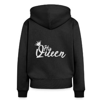 Sa tenue de Couple Reine Roi Reine - Sweat à capuche zippé Premium bio Femme - noir - Dos - Julia (174cm)