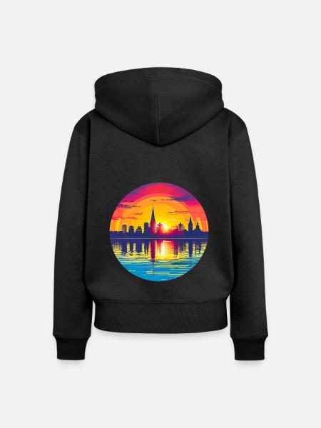 Ludwigshafen Skyline - Frauen Premium Bio Zip Hoodie - Schwarz