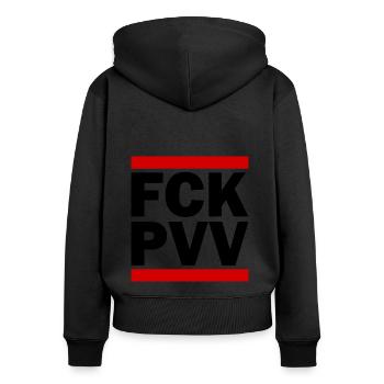 Fck pvv - Sweat à capuche zippé Premium bio Femme - noir - Dos - Julia (174cm)