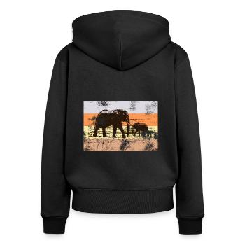 elephants - Women's Premium Organic Zip Hoodie - black - Back - Julia (174cm)