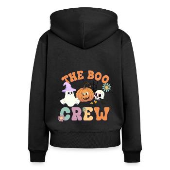 Halloween Boo Crew Team - Frauen Premium Bio Zip Hoodie - Schwarz - Hinten - Julia (174cm)