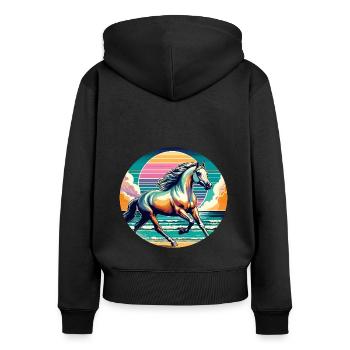 Arabische Pferdekunst - Frauen Premium Bio Zip Hoodie - Schwarz - Hinten - Julia (174cm)