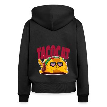 Taco - Frauen Premium Bio Zip Hoodie - Schwarz - Hinten - Julia (174cm)