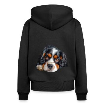Cavalier King Charles - Frauen Premium Bio Zip Hoodie - Schwarz - Hinten - Julia (174cm)
