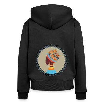 African Woman - Frauen Premium Bio Zip Hoodie - Schwarz - Hinten - Julia (174cm)