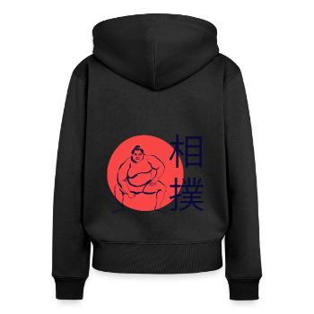 Lutteurs de sumo - Culture japonaise - Sweat à capuche zippé Premium bio Femme - noir - Dos - Julia (174cm)