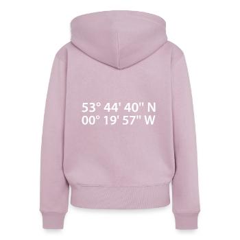 Coordonnées de Kingston upon Hull - Sweat à capuche zippé Premium bio Femme - rose poudré - Dos - Julia (174cm)