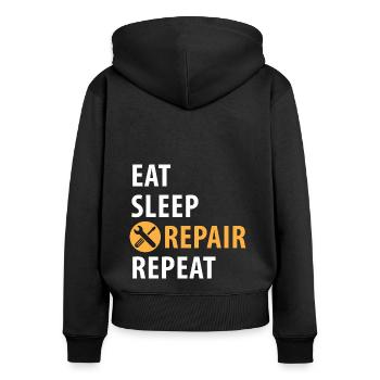 Assembler, builder, craftsman - Women's Premium Organic Zip Hoodie - black - Back - Julia (174cm)