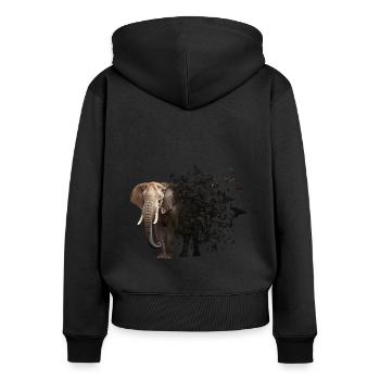 Elefant - Frauen Premium Bio Zip Hoodie - Schwarz - Hinten - Julia (174cm)