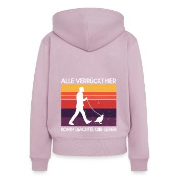 Alle Verrückt Hier Komm Wachtel Wir Gehen Bauer - Frauen Premium Bio Zip Hoodie - Altrosa - Hinten - Julia (174cm)