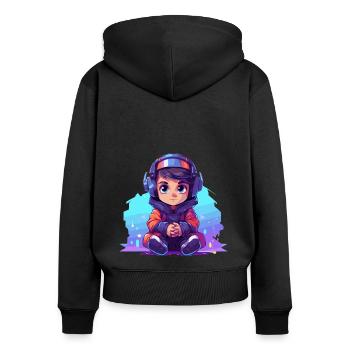 Le jeu est ma vie - Sweat à capuche zippé Premium bio Femme - noir - Dos - Julia (174cm)