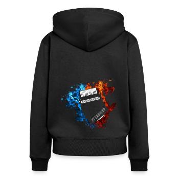 Akkordeon Rot Blau Feuer Musikinstrument - Frauen Premium Bio Zip Hoodie - Schwarz - Hinten - Julia (174cm)