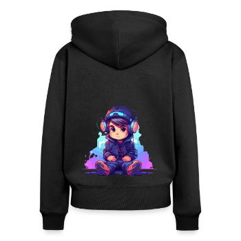 Le jeu est ma vie - Sweat à capuche zippé Premium bio Femme - noir - Dos - Julia (174cm)