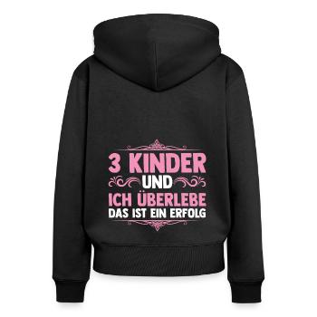 Mama Von 3 Kindern - Frauen Premium Bio Zip Hoodie - Schwarz - Hinten - Julia (174cm)