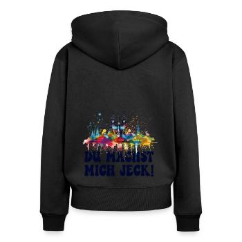 Köln Kölle Karneval Gebützt Kölle Alaaf Jeck Party - Frauen Premium Bio Zip Hoodie - Schwarz - Hinten - Julia (174cm)