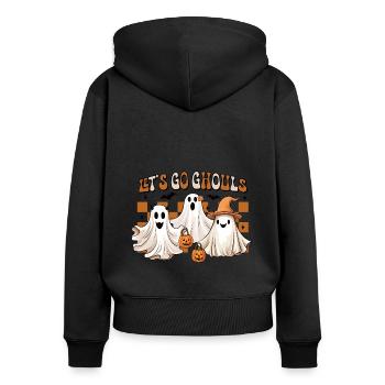 Halloween Lets Go Ghouls - Frauen Premium Bio Zip Hoodie - Schwarz - Hinten - Julia (174cm)