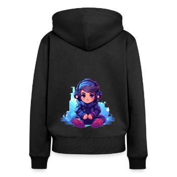 Le jeu est ma vie - Sweat à capuche zippé Premium bio Femme - noir - Dos - Julia (174cm)