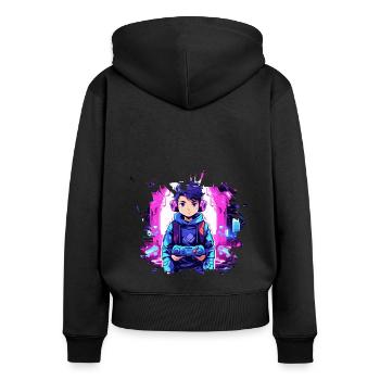 Le jeu est ma vie - Sweat à capuche zippé Premium bio Femme - noir - Dos - Julia (174cm)