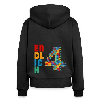 Finally 4 building blocks - Women's Premium Organic Zip Hoodie - black - Back - Julia (174cm)