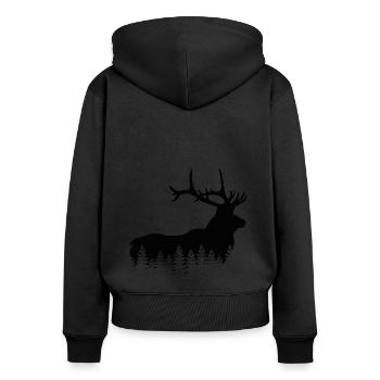 Jäger Bergsteiger Wanderer Hirsch - Frauen Premium Bio Zip Hoodie - Schwarz - Hinten - Julia (174cm)
