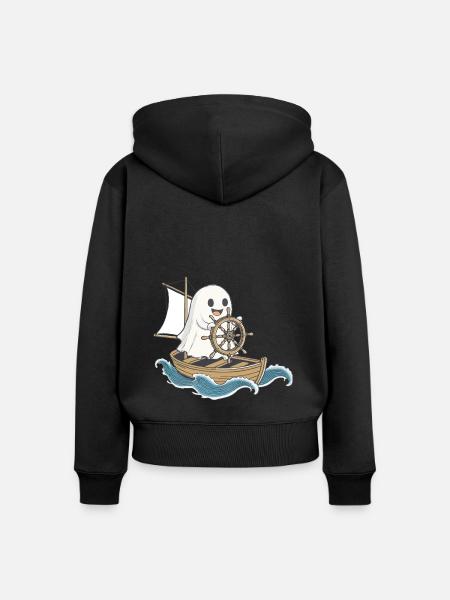 Geist Segler Halloween - Frauen Premium Bio Zip Hoodie - Schwarz