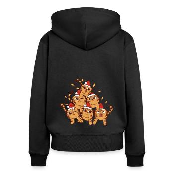 Tiger Katze Weihnachtsbaum Weihnachten - Frauen Premium Bio Zip Hoodie - Schwarz - Hinten - Julia (174cm)