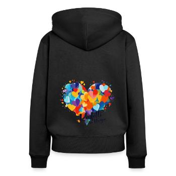 Köln Karneval Alaaf Jeck Party Konfetti Herz - Frauen Premium Bio Zip Hoodie - Schwarz - Hinten - Julia (174cm)
