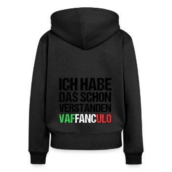 Italy Italian Vaffanculo - Women's Premium Organic Zip Hoodie - black - Back - Julia (174cm)