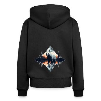 Abstrakter Bär in den Bergen - Frauen Premium Bio Zip Hoodie - Schwarz - Hinten - Julia (174cm)