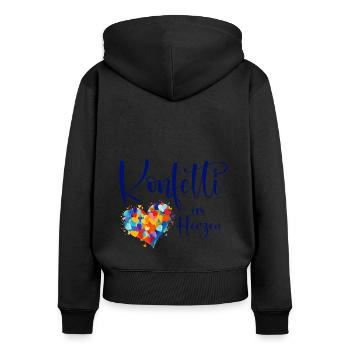 Köln Karneval Alaaf Jeck Party Konfetti Herz - Frauen Premium Bio Zip Hoodie - Schwarz - Hinten - Julia (174cm)