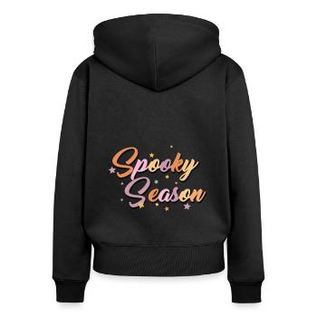 Halloween Spooky Season - Frauen Premium Bio Zip Hoodie - Schwarz - Hinten - Julia (174cm)