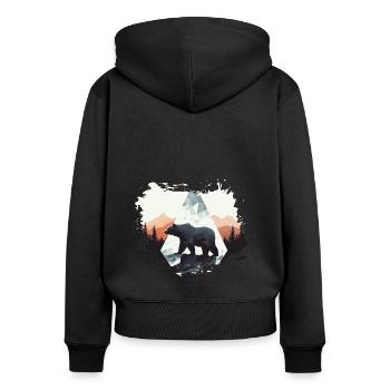 Abstrakter Bär in den Bergen - Frauen Premium Bio Zip Hoodie - Schwarz - Hinten - Julia (174cm)