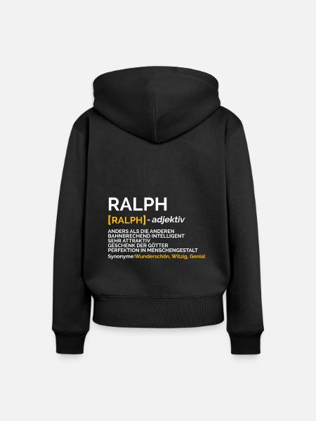 Ralph - Frauen Premium Bio Zip Hoodie - Schwarz