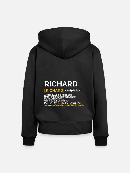 Richard - Frauen Premium Bio Zip Hoodie - Schwarz