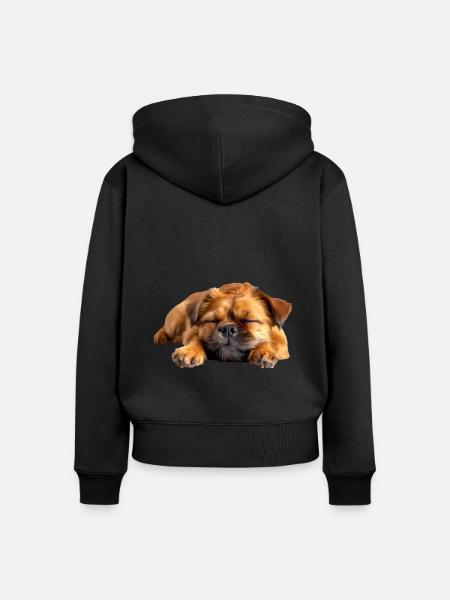 Brussels Griffon - Frauen Premium Bio Zip Hoodie - Schwarz
