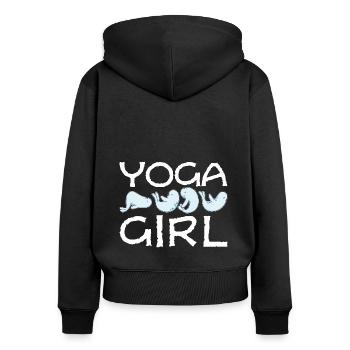 Yoga Mädchen Robbe Frau Geschenk - Frauen Premium Bio Zip Hoodie - Schwarz - Hinten - Julia (174cm)