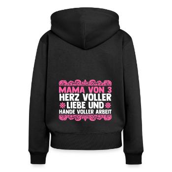 Mama Von 3 Kindern - Frauen Premium Bio Zip Hoodie - Schwarz - Hinten - Julia (174cm)